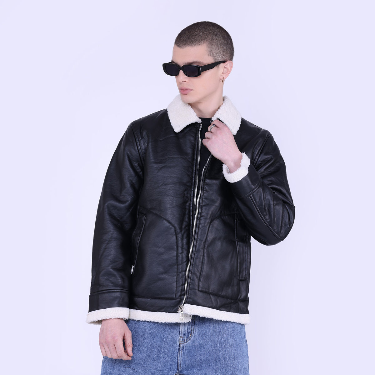Faux leather Sherpa Jacket