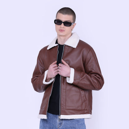 Faux leather Sherpa Jacket
