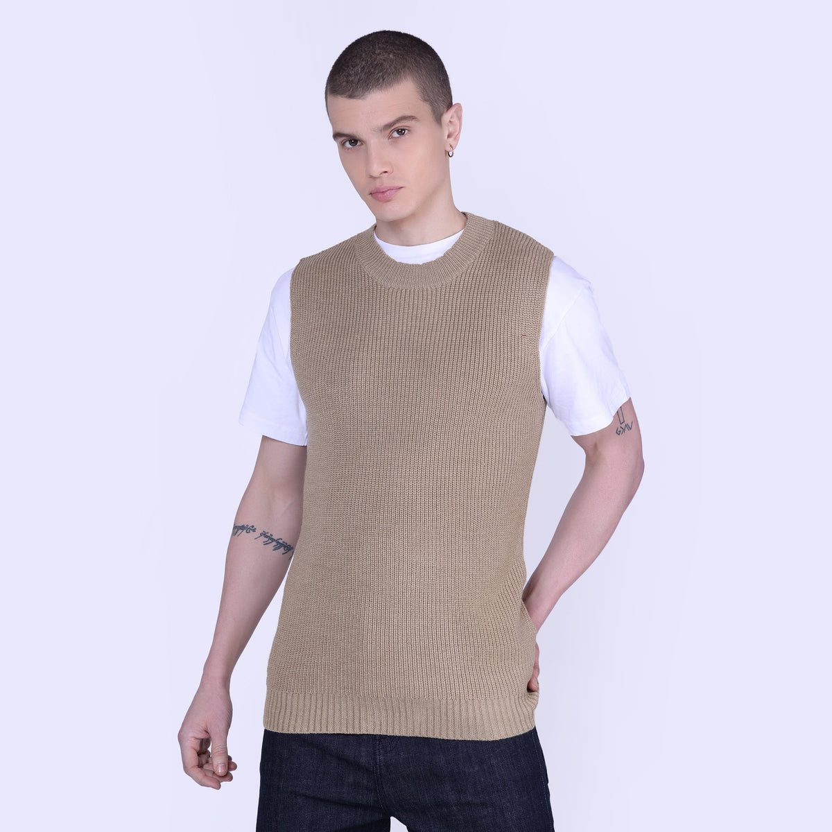 Textured Half Sweater