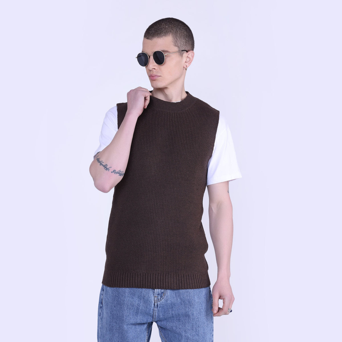 Textured Half Sweater